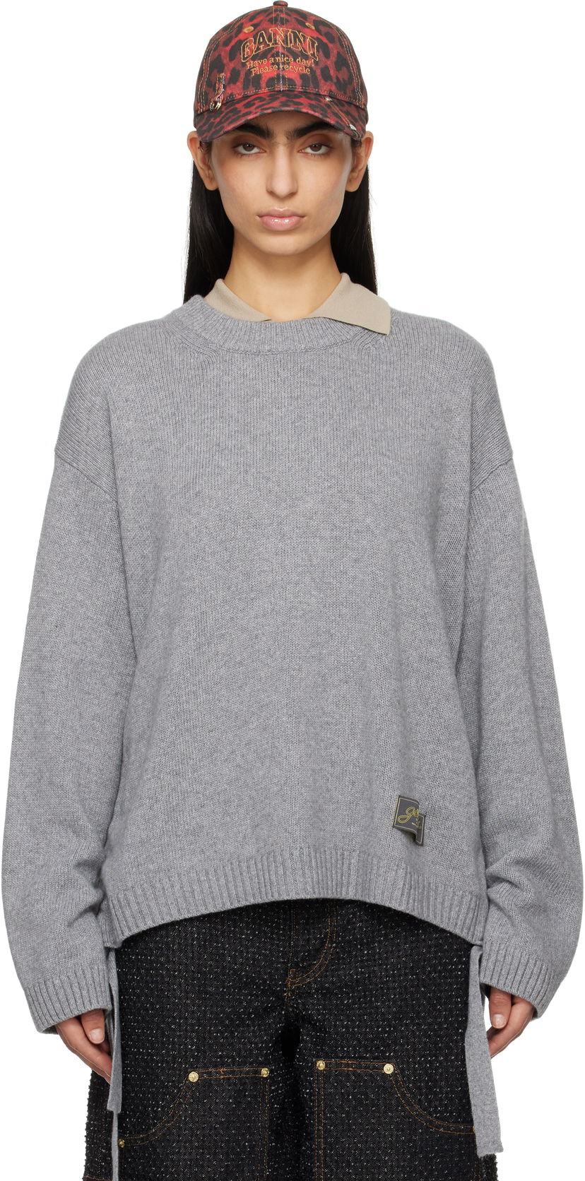 Sweater GANNI GANNI Future Mixed Wool Oversized Sweater Grå | K2488