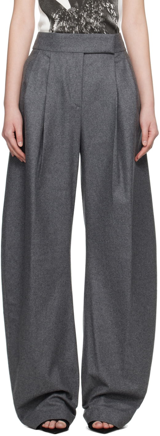 Byxor The Attico The Attico Gary Pleated Wide-Leg Trousers Grå | 248WCP102 W055