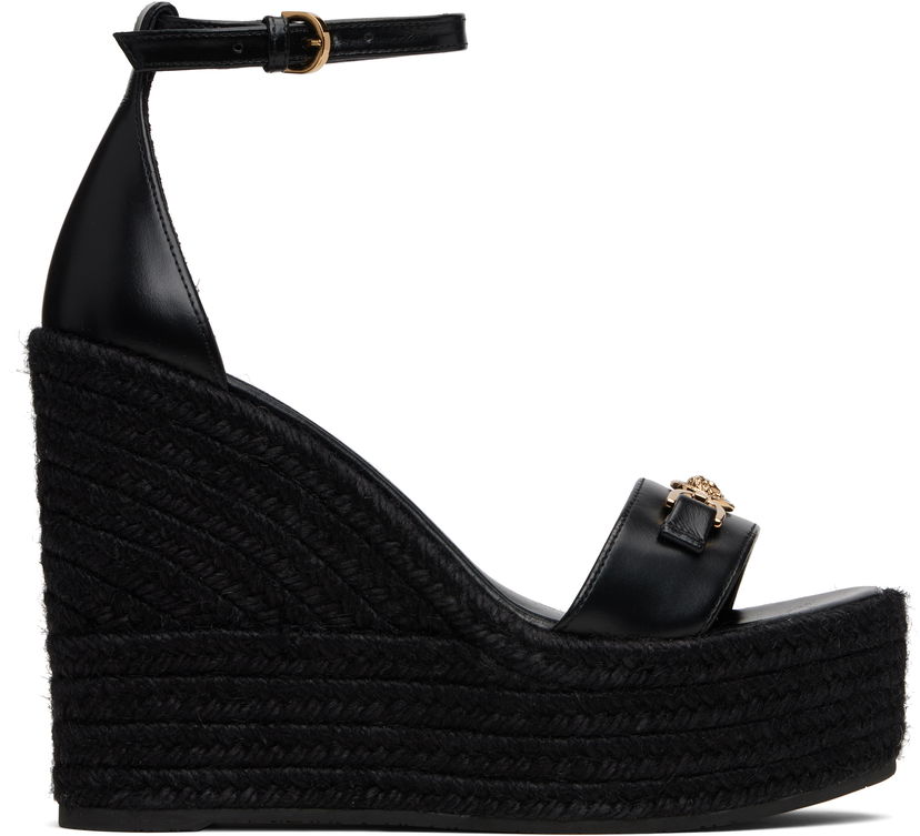 Sneakers och skor Versace Medusa '95 Leather Wedge Sandals Svart | 1014100_DVT2P