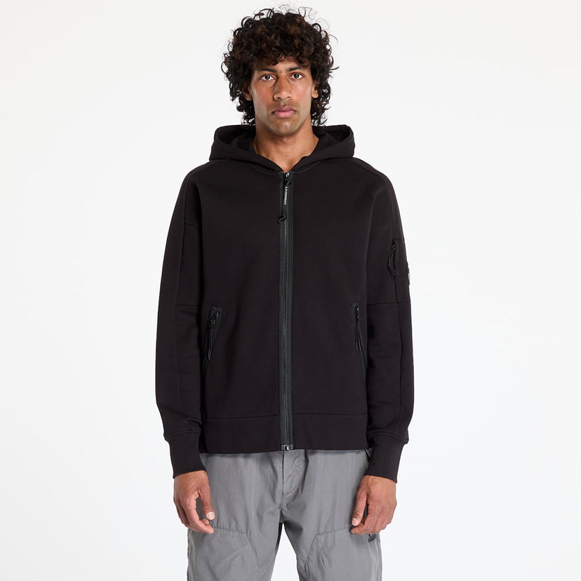 Sweatshirt C.P. Company C.P. Company Diagonal Raised Fleece Full Zip Hoodie Svart | 18CMSS025A005086W-999
