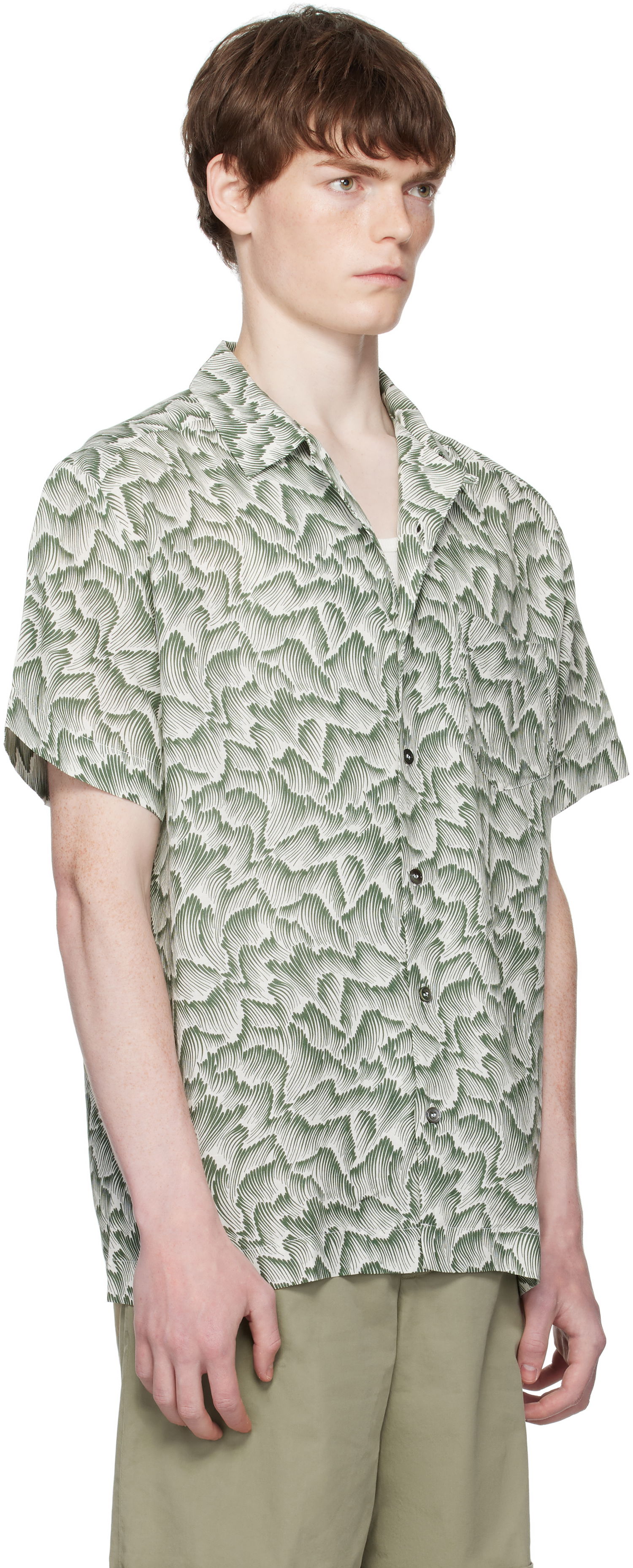 Skjorta A.P.C. A.P.C. Roy Print Camp Collar Shirt Grön | VIALX-H12608, 1