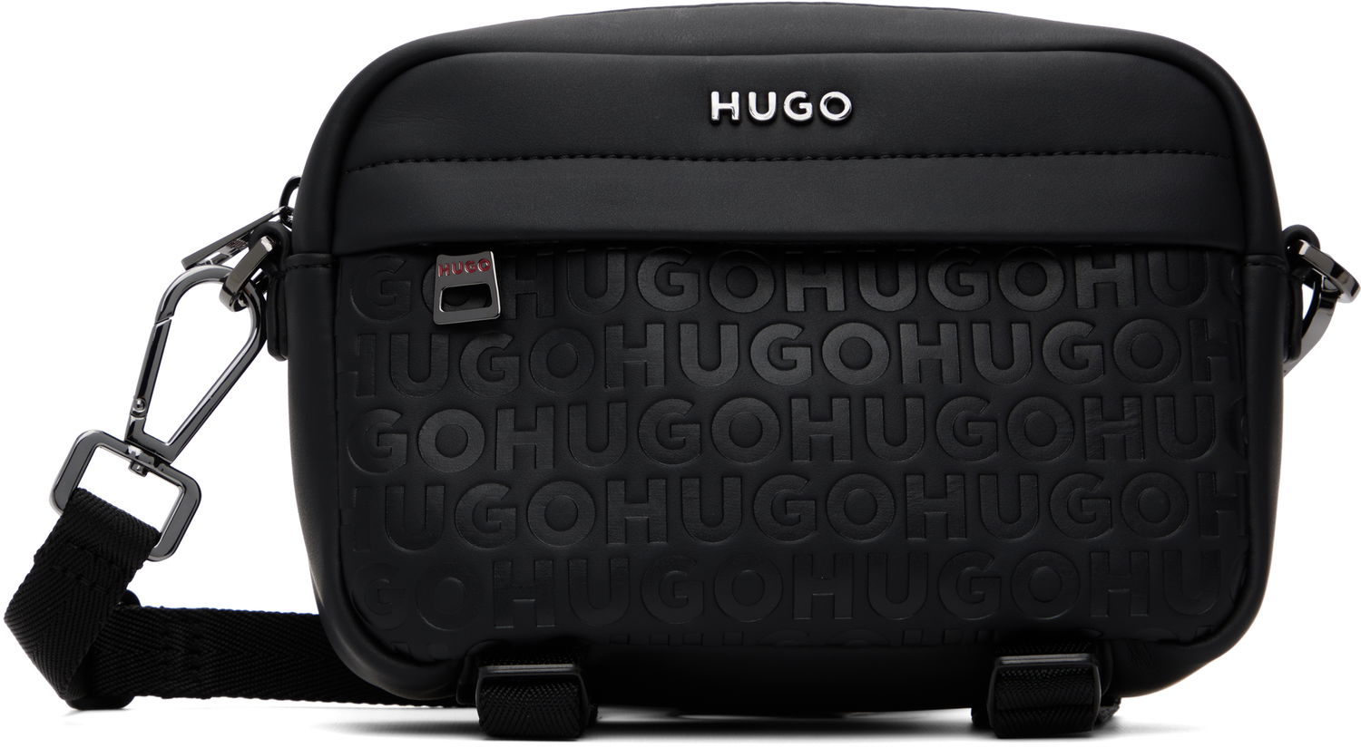 Axelväska BOSS Embossed-Logo Crossbody Bag Svart | 50547406, 0