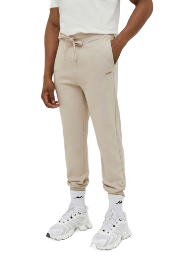 Träningsbyxor BOSS Cotton-Terry Tracksuit Bottoms with Logo Print Beige | 50489617
