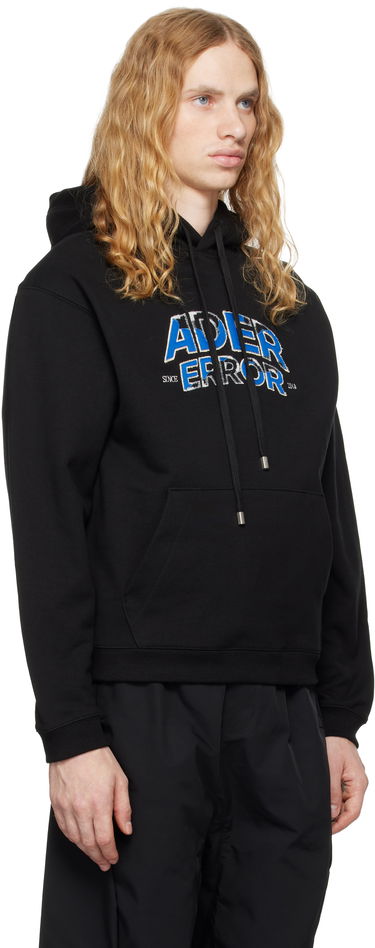 Sweatshirt ADER ERROR Distressed Logo Graphic Print Hoodie Svart | BN25FYHD0101BK, 1