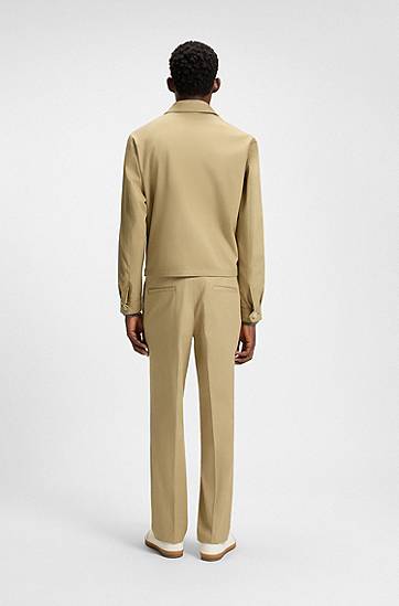 Jacka BOSS BECKHAM x BOSS Cotton Blend Zip-Up Jacket Beige | 50549075, 1