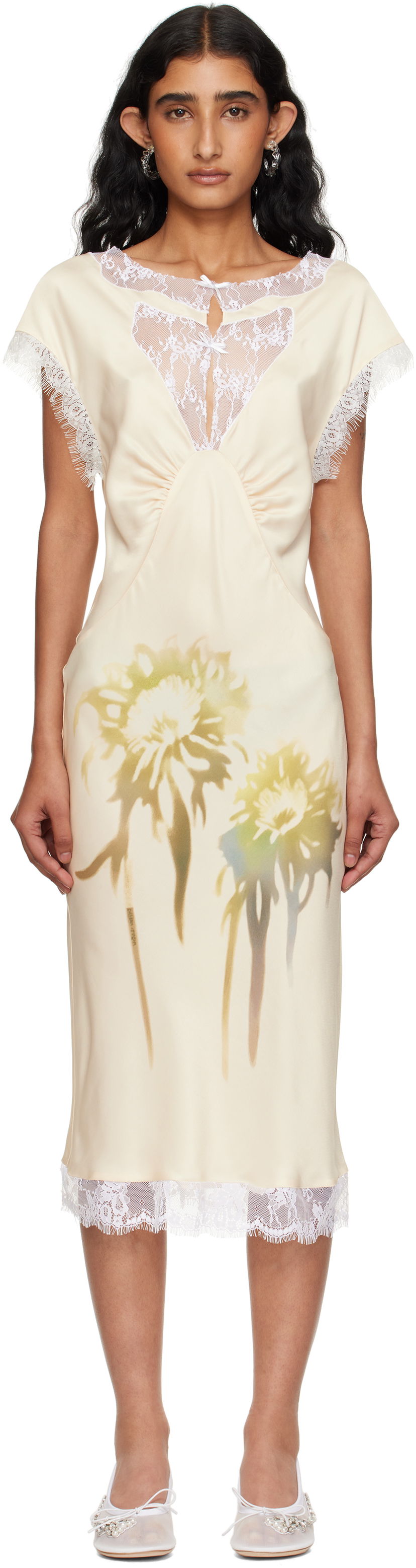 Klä Collina Strada Collina Strada Waterlily Midi Dress Beige | XX4045