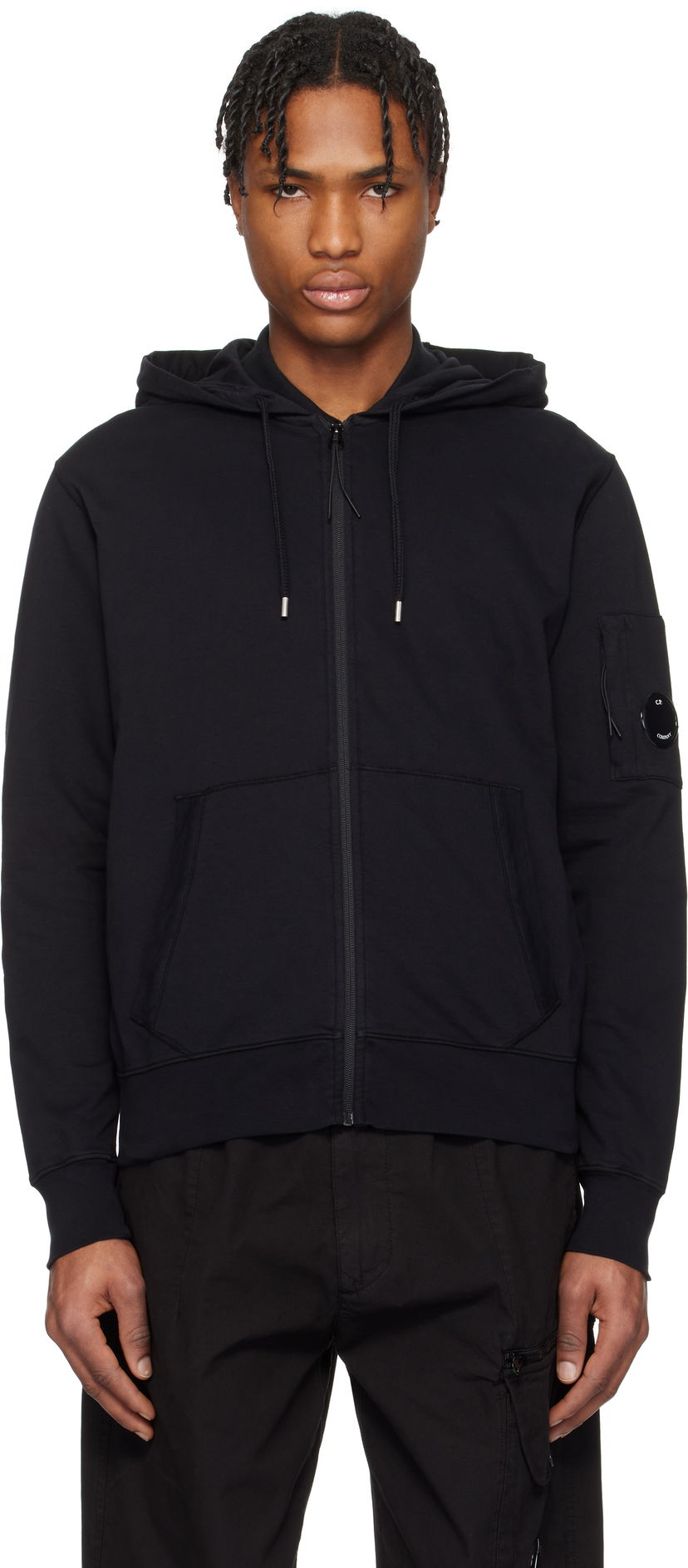 Sweatshirt C.P. Company C.P. Company Light Fleece Full Zip Hoodie Svart | 18CMSS057A-002246G