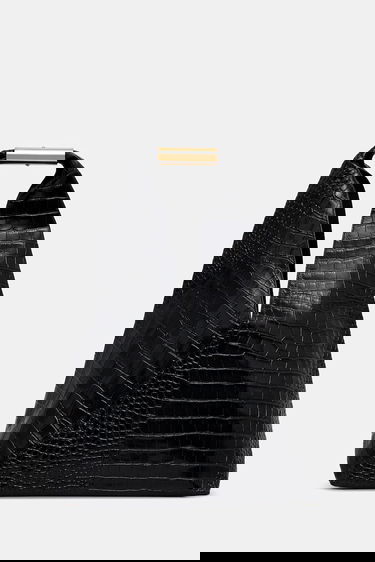 Handväska Maison Margiela Crocodile Embossed V-Shape Top Handle Bag Svart | SB6WD0043.P8650.T8013, 0