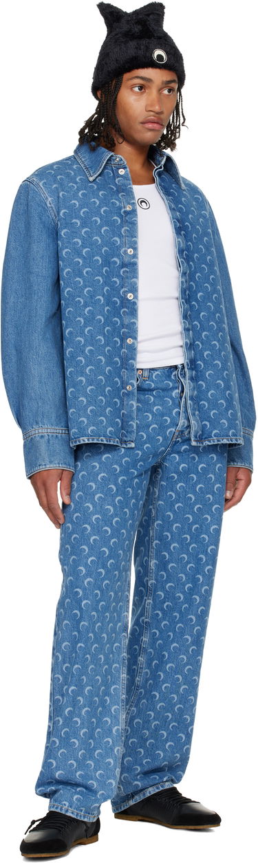 Jeans Marine Serre Moon Laser Baggy Jeans Blå | MPA070BCDEN0002, 3