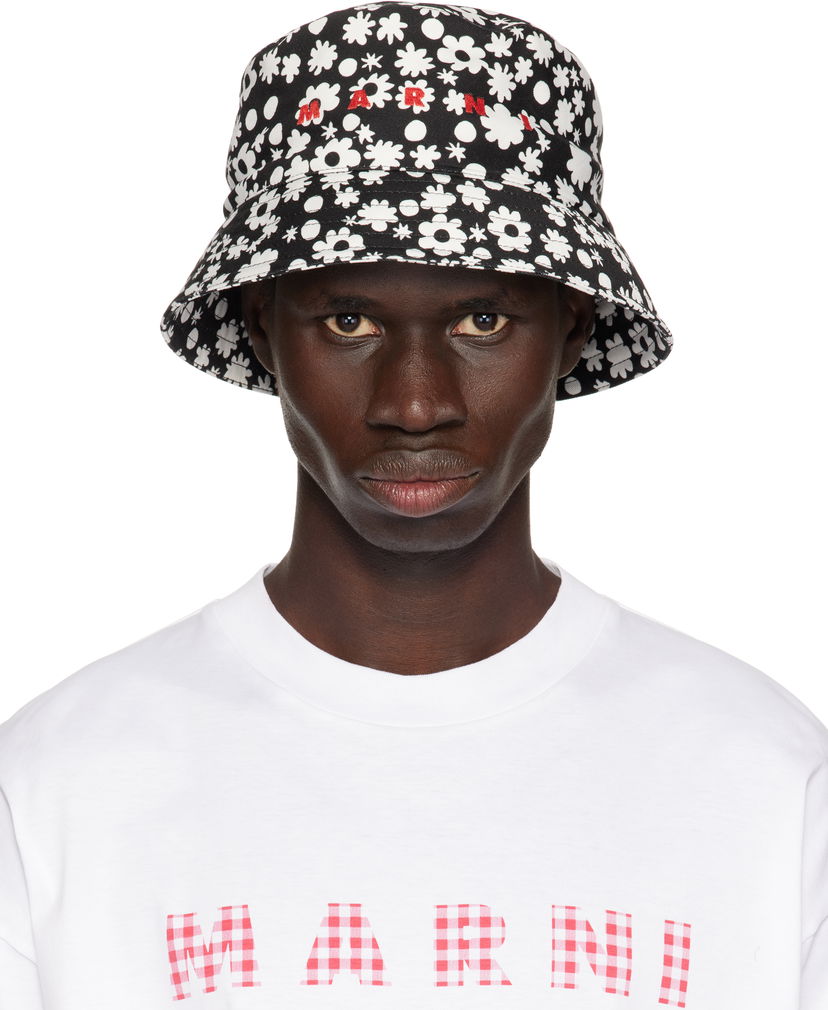 Hatt Marni Marni Pop Fields Bucket Hat Svart | CLZC0110PS UAC016