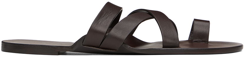 Tillbehör The Row The Row Kris Leather Criss Cross Toe Sandals Brun | F1349-SVL74