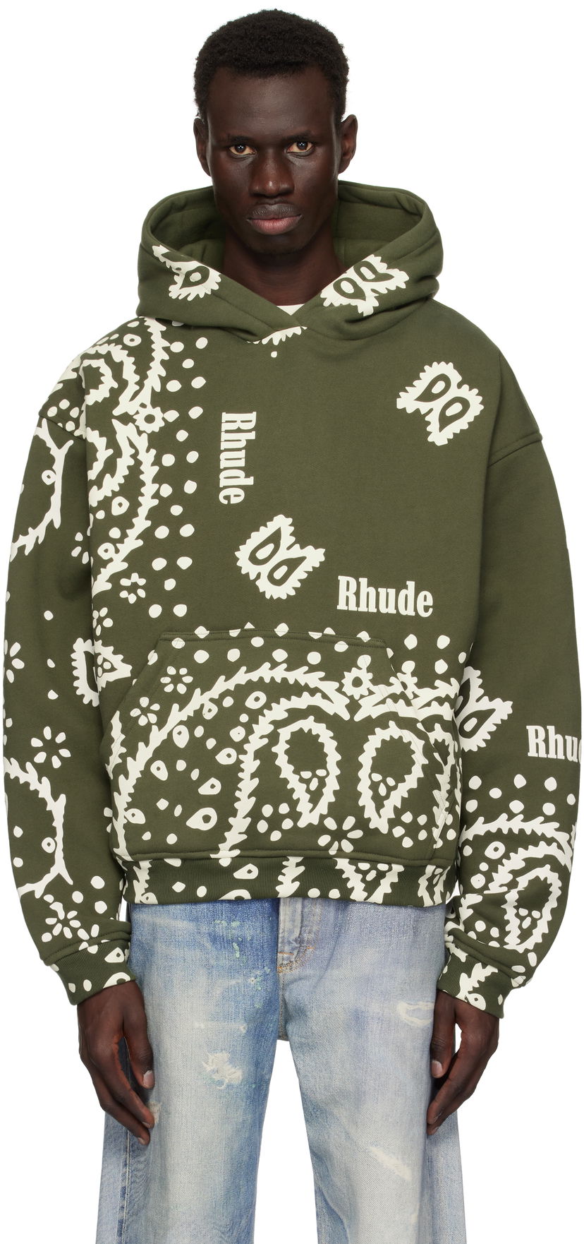 Sweatshirt Rhude Rhude Bandana Print Hoodie Grön | RHPS25HO10012