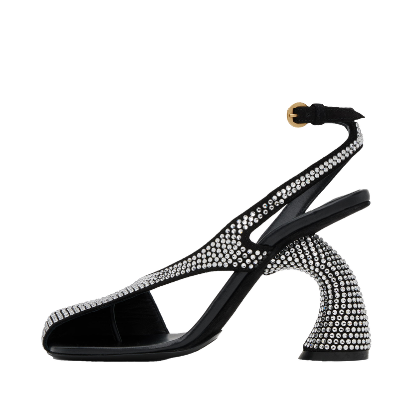 Sneakers och skor Dries Van Noten Embellished Leather Heeled Sandals Svart | WS242-1419-128