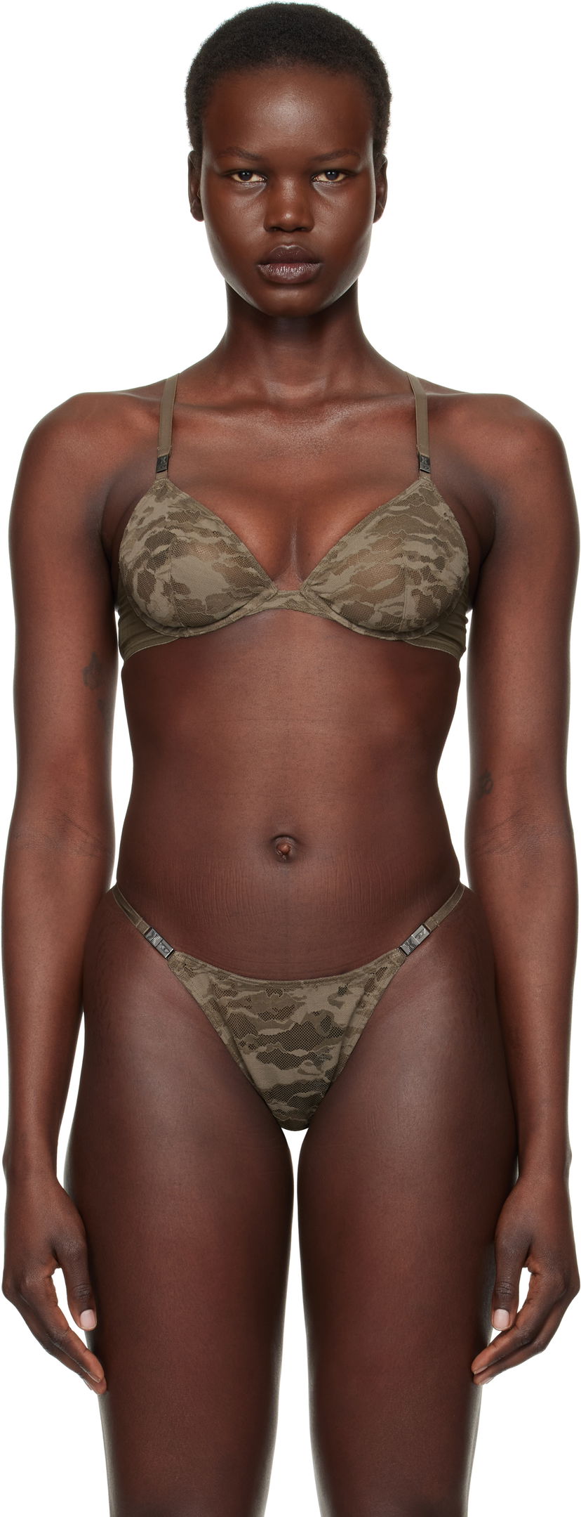 Behå Diesel Camo Lace Plunge Bra Grön | A15644 0LKBX