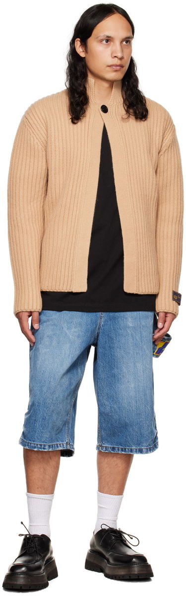 Sweater We11done We11done Stand Collar Knit Cardigan Beige | WD-KC3-22-612-U-BG, 3