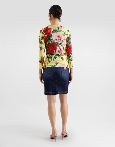 Linne Dolce & Gabbana Dolce & Gabbana Silk Knit Tank Top With Bouquet Print Gul | FXT40TJAHLCHG5JD, 2