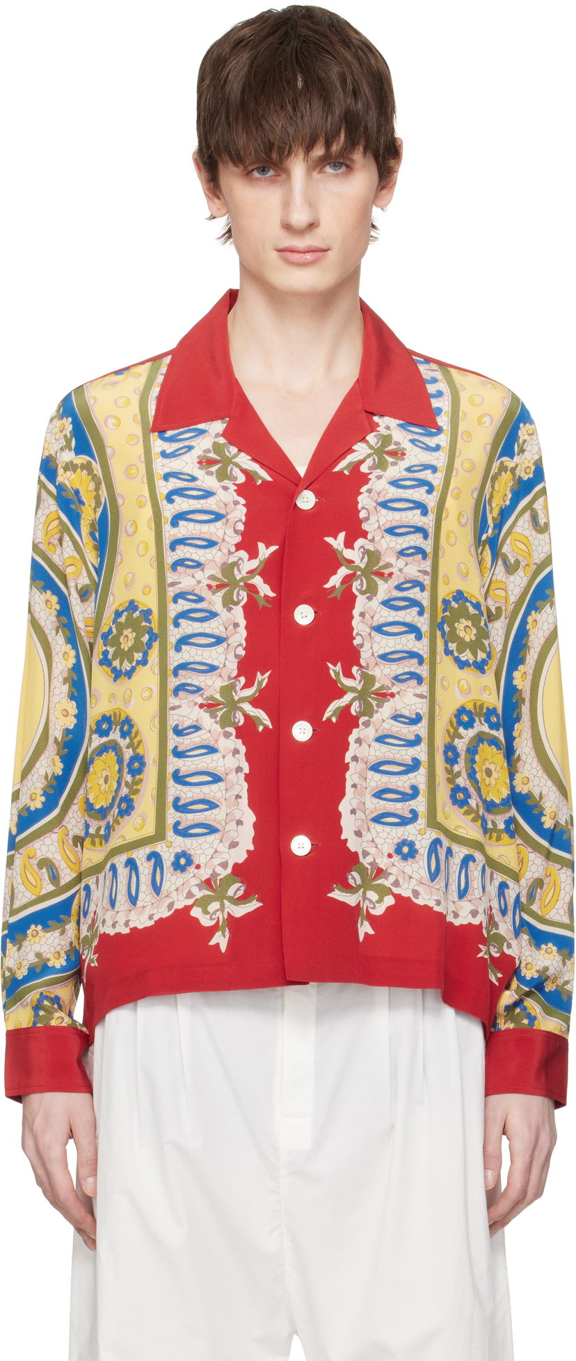 Skjorta Bode Bode Bricolage Long Sleeve Shirt Röd | MRS25SH001