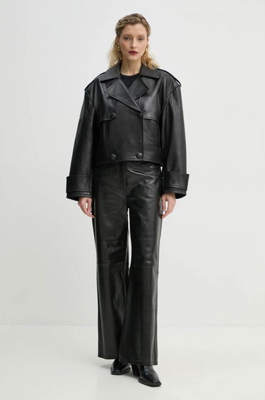 Trenchcoat STAND STUDIO Stand Studio Bloom Cropped Leather Jacket Svart | 66387.7010, 1