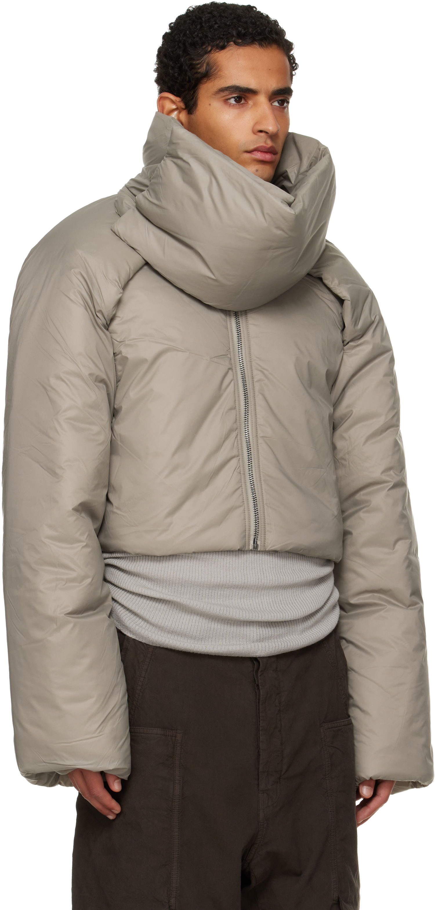 Pufferjacka Rick Owens Rick Owens DRKSHDW Concordians Convertible Cropped High-Neck Puffer Jacket Beige | DU02E7777 NP, 1