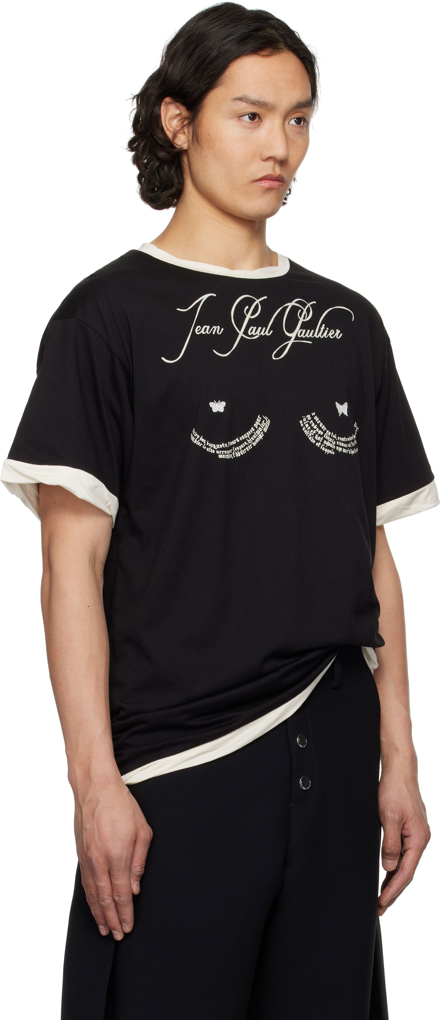 T-shirt Jean Paul Gaultier Jean Paul Gaultier Oversized Tattoo Poem T-Shirt Svart | 25/34-F-TS112I-J087-0003, 1
