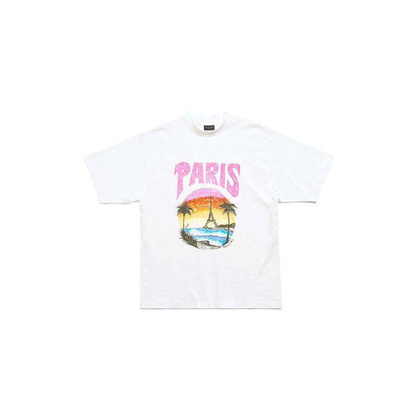 T-shirt Balenciaga Paris Tropical T-Shirt Vit | 764235TPVL99601