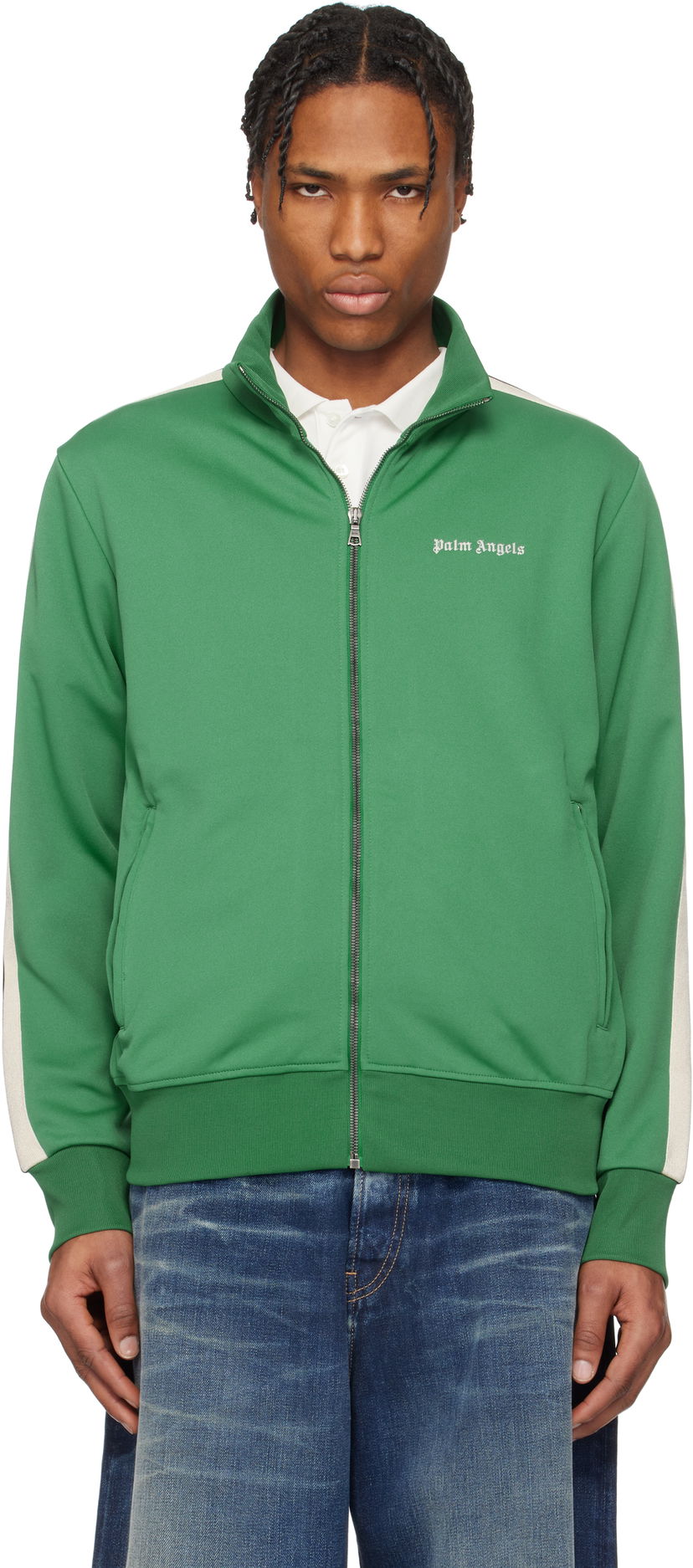 Träningsoverall Palm Angels Palm Angels Embroidered Logo Track Jacket Grön | PMBD058S25FAB0015703