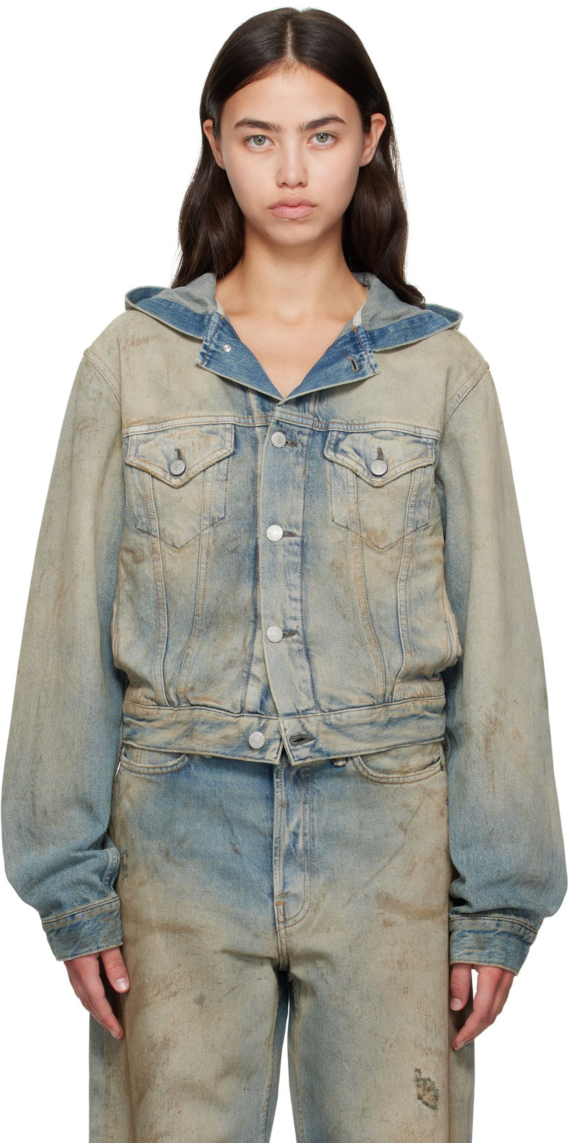 Jacka Acne Studios Acne Studios Hooded Denim Jacket Blå | C90199-