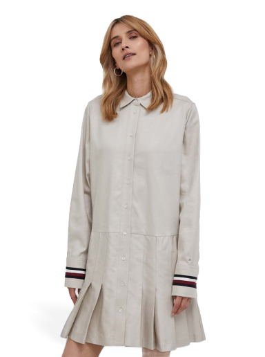 Klä Tommy Hilfiger Global Stripe Pleated Short Dress Beige | WW0WW39029