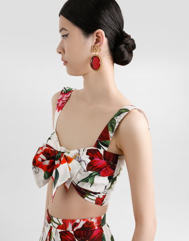 Crop top Dolce & Gabbana Dolce & Gabbana Flower-Print Poplin Bow Crop Top Flerfärgad | F7BB5THS5TQHA5PB, 3
