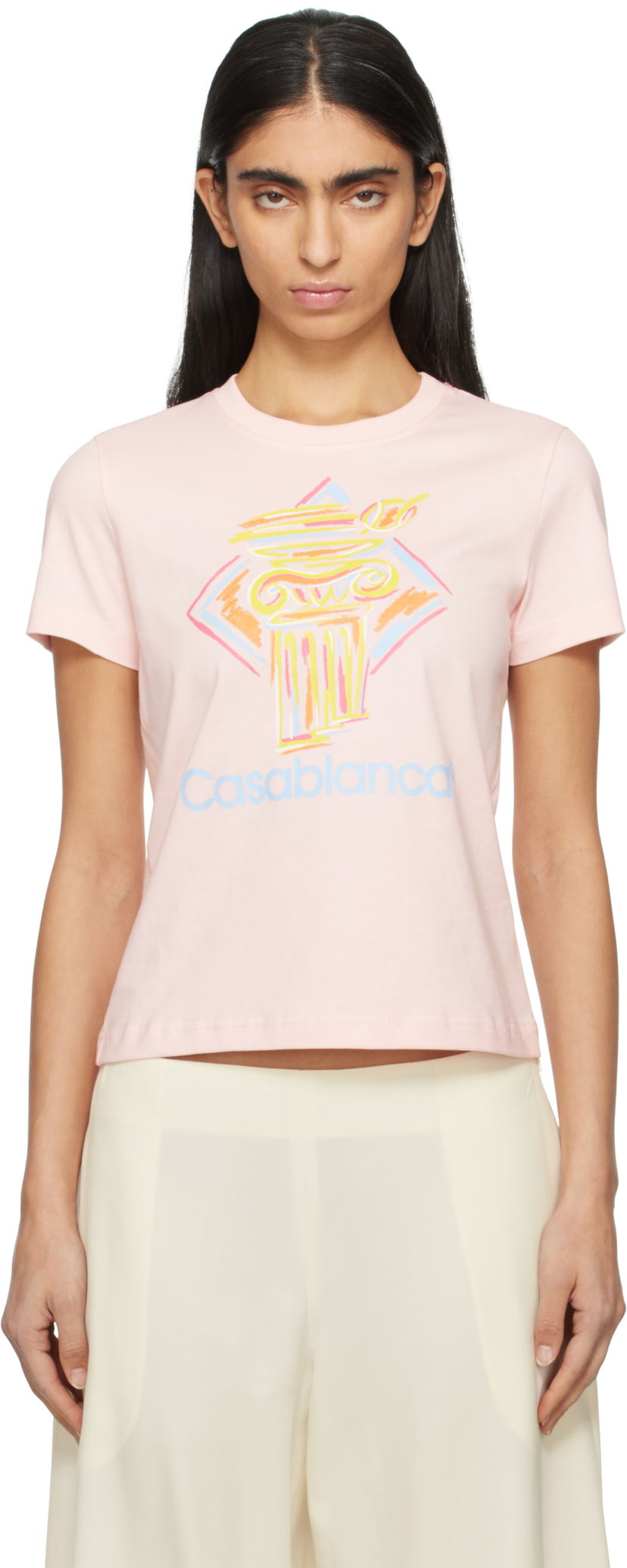 T-shirt Casablanca Diamond Column Graphic T-Shirt Rosa | WPS25-JTS-020-01