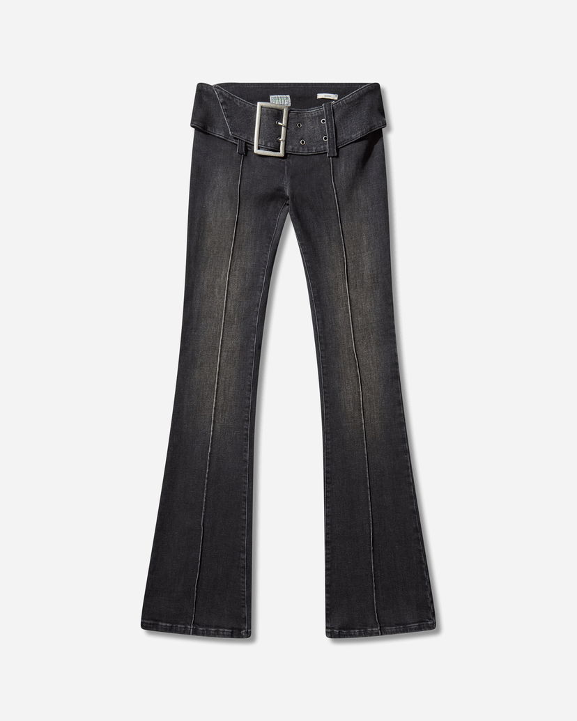 Jeans GUESS Belted Bootcut Pants Sanded Wash Svart | W5BA2ED0231 GUBS