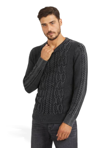 Sweater GUESS Cable Knit Svart | M3BR21Z2BB0