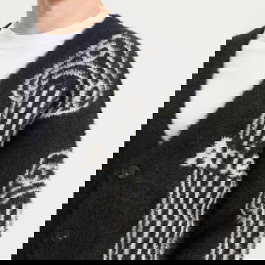 Sweater Aries Oversized Chenille Column Knit Cardigan, Size Large Svart | AR20040-BLK, 5