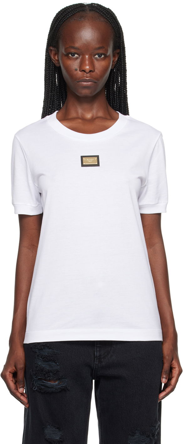 T-shirt Dolce & Gabbana White 'DG' T-Shirt Vit | F8N08T FU7EQ