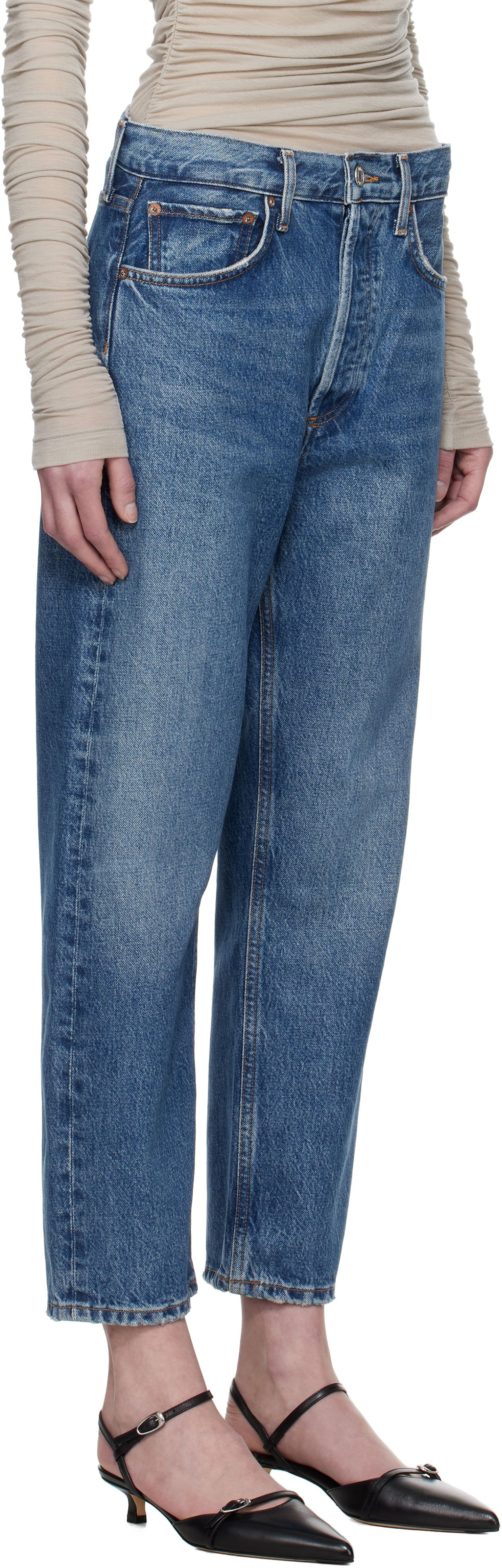 Jeans AGOLDE AGOLDE 90's Crop Mid Rise Straight Jeans Blå | A173-1535, 1