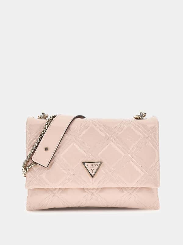 Handväska GUESS Deesa Patent Crossbody Rosa | HWTG9224210