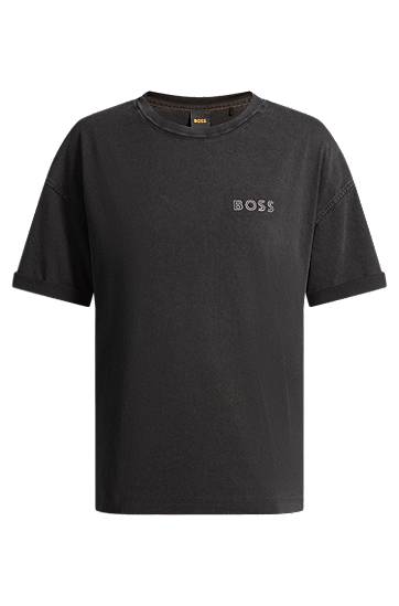 T-shirt BOSS BOSS Relaxed-Fit Cotton T-Shirt with Logo Svart | 50535106