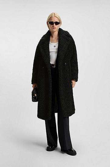 Rockar BOSS Oversized-fit coat in faux fur Svart | 50547610, 1