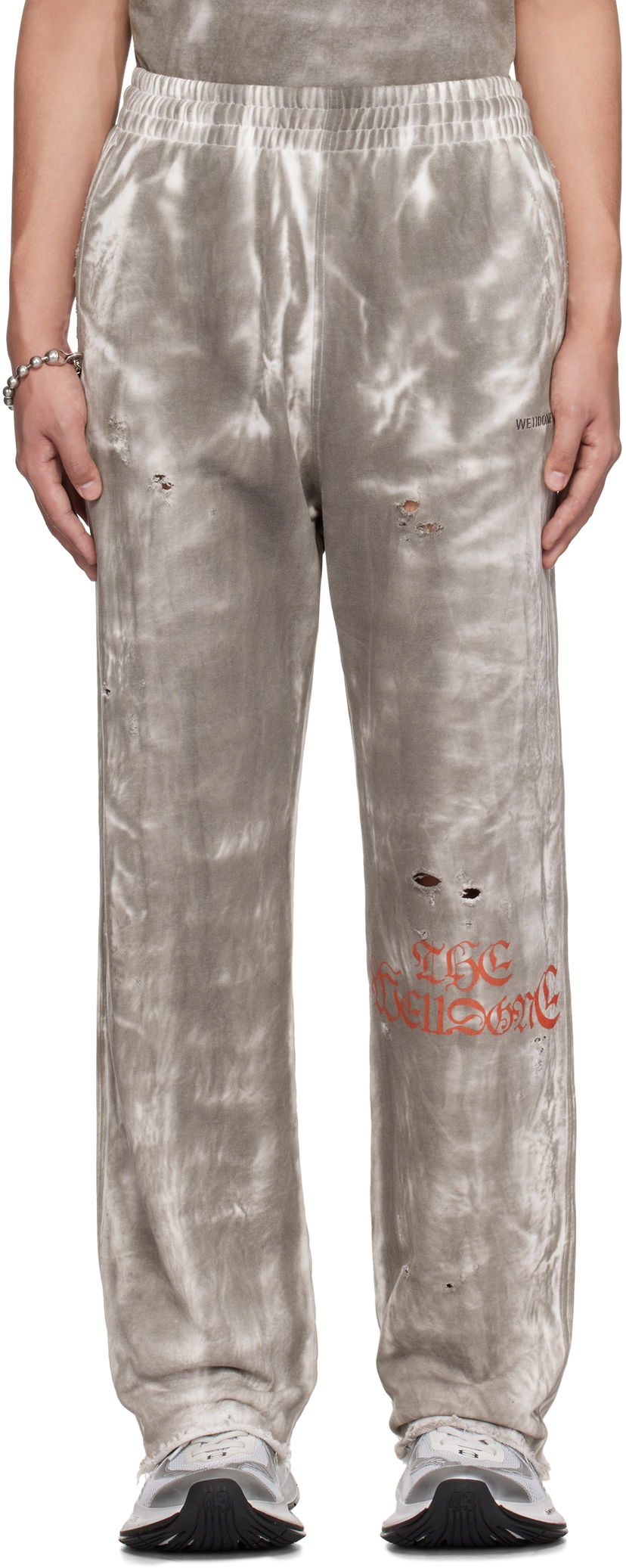 Träningsbyxor We11done We11done Distressed Tie-Dye Sweatpants Grå | WD-TA0-25-721-U-BK