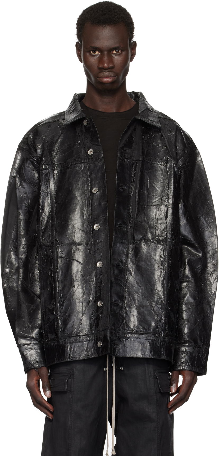 Jacka Rick Owens Jumbo Worker Denim Jacket Svart | DU02D2761 BMC