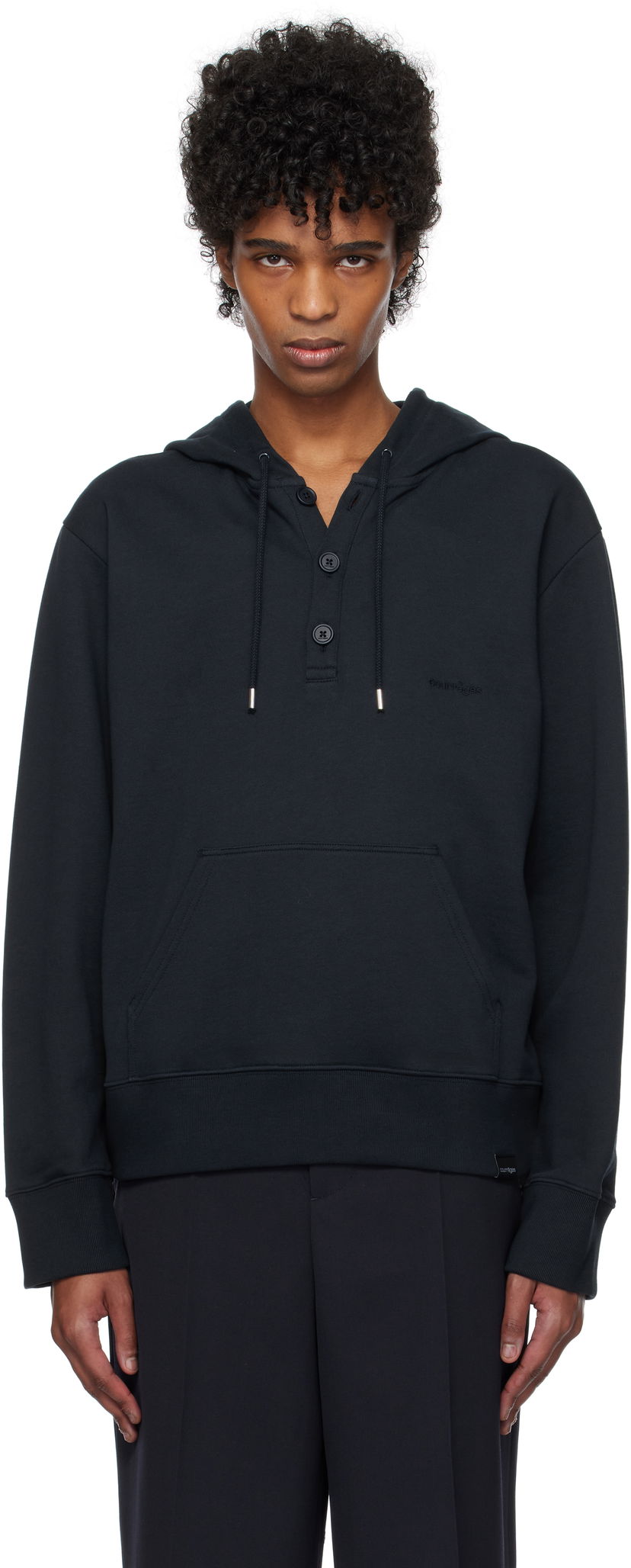 Sweatshirt Courrèges Courrèges Buttoned Hoodie Svart | 125JHO037JS0120