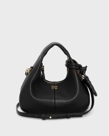 Handväska GANNI Grained Leather Mini Hobo Bag Svart | A6976-099, 1