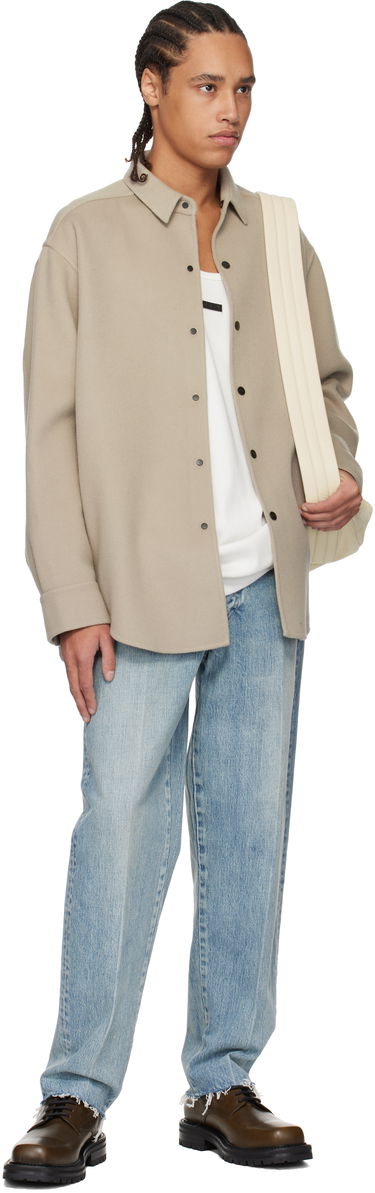 Skjorta Fear of God Fear of God Wool Cashmere Overshirt Beige | FGE230-330DWC, 3