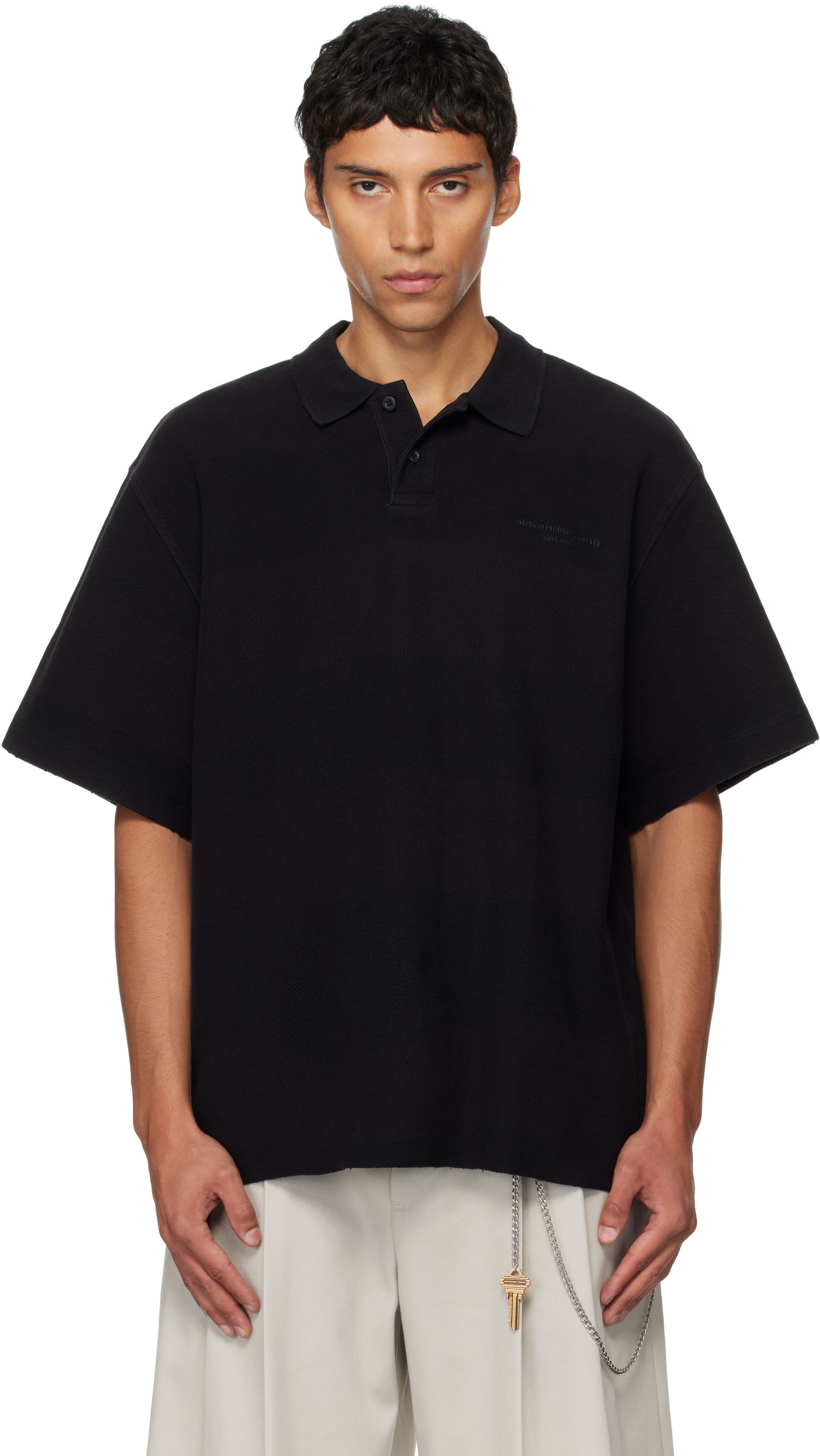 Polotröja Alexander Wang Alexander Wang Rib Short Sleeve Polo Svart | 6CC3251094, 0