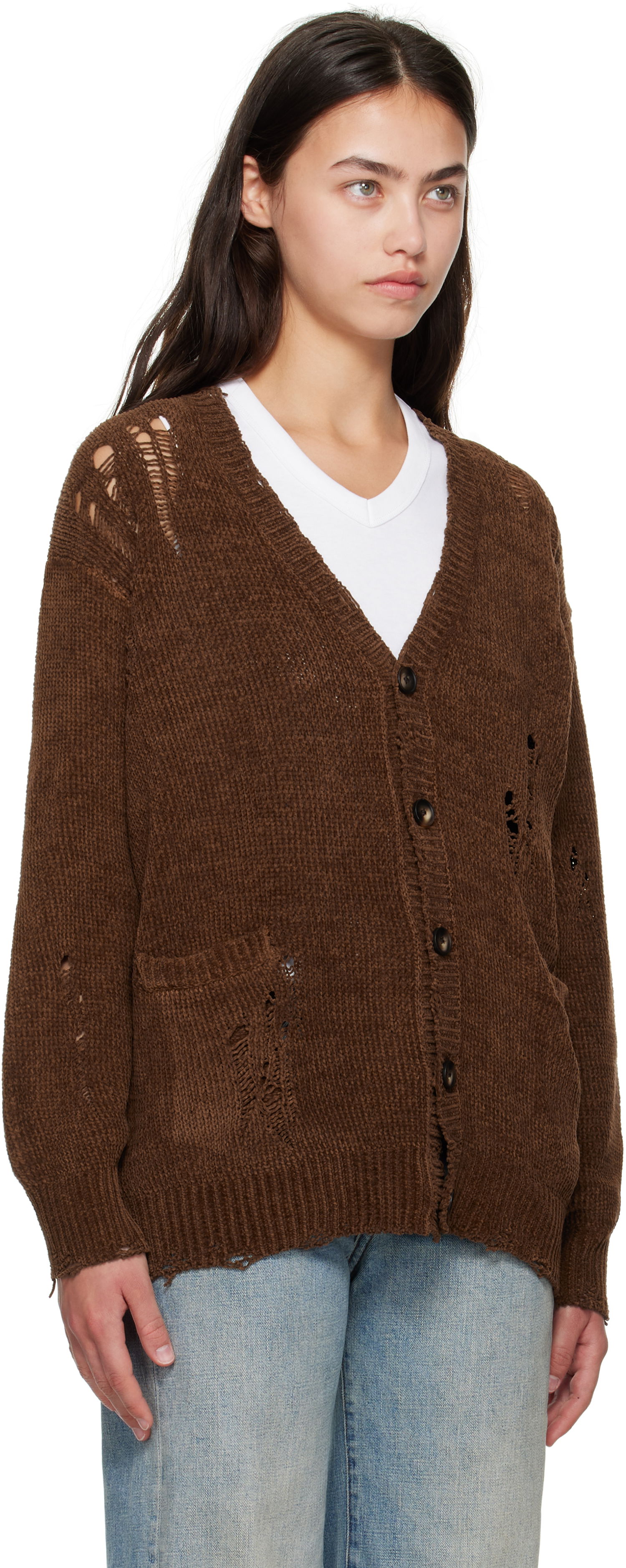 Sweater R13 R13 Chenille Boyfriend Cardigan Brun | R13WY237-Y224A, 1