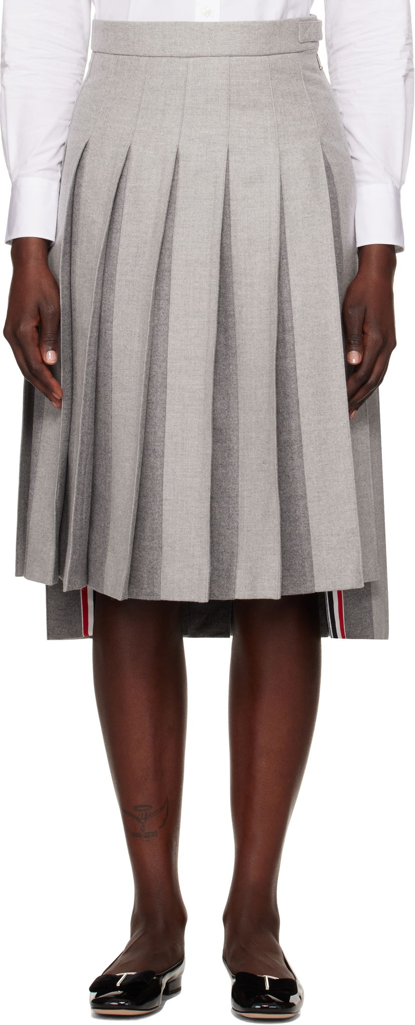 Kjol Thom Browne Wool Flannel Pleated Midi Skirt Grå | FGC441A-F0580