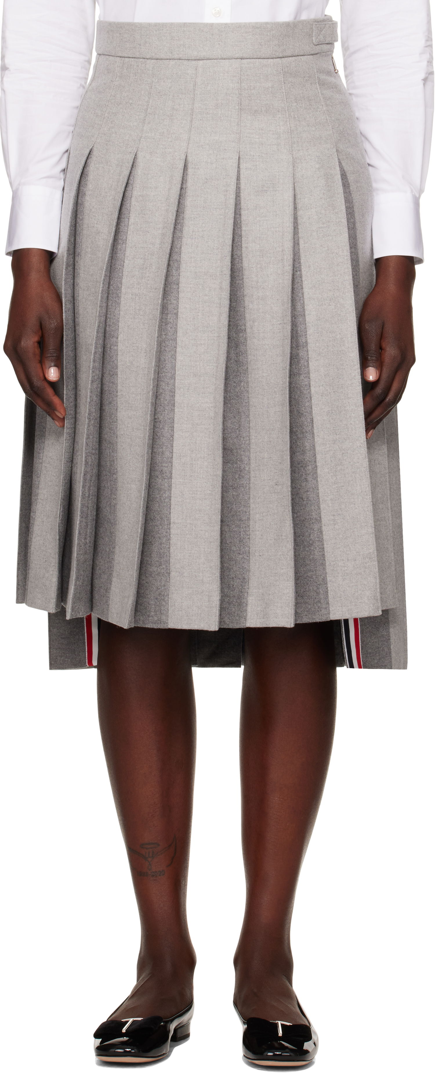 Kjol Thom Browne Wool Flannel Pleated Midi Skirt Grå | FGC441A-F0580, 0