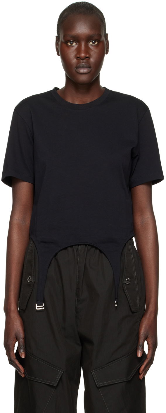 Crop top Dion Lee Garter Slim T-Shirt Svart | C3098R23