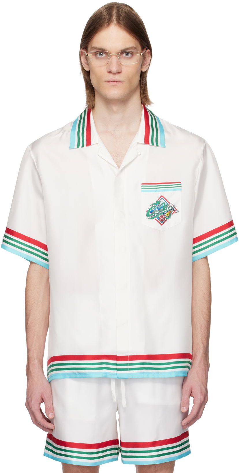 Skjorta Casablanca Casablanca 'Casa Way' Silk Resort Shirt Vit | U-MS25-SH-003-06