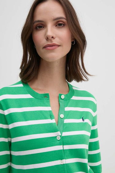 Sweater Polo by Ralph Lauren Striped Lightweight Cardigan Grön | 211891885, 3